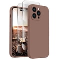 thumbnail image 1 of for iPhone 14 Pro Case, Silicone Upgraded [Camera Protection] Phone Case with [2 Screen Protectors], Soft Anti-Scratch Microfiber Lining Inside, 6.1 inch, Light Brown, 1 of 11