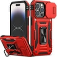 thumbnail image 1 of for iPhone 14 Pro Case with Slide Camera Cover Drop Tested Military Grade Heavy Duty Protective Durable Sturdy Rotate Ring Kickstand Phone Case for iPhone 14 Pro(Red), 1 of 14