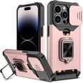 thumbnail image 1 of for iPhone 14 Pro Case with Sliding Camera Cover and Card Holder Heavy Duty Protective iPhone 14 Pro Case with Ring Magnetic Kickstand Phone Case for iPhone 14 Pro 6.1 inch(Rose Gold), 1 of 13