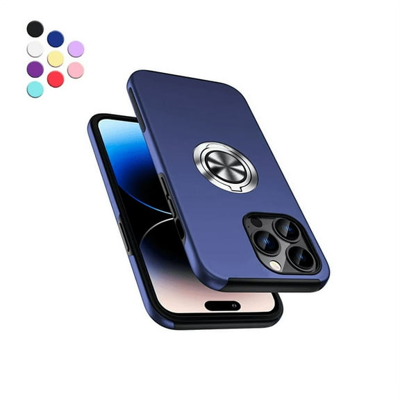 iPhone 14 Pro Case, Slim Shockproof Bumper Phone Case for Apple iPhone 14 Pro 6.1 inch with Reinforced Metal Stand Kickstand for Women Girls Boys Men, Blue