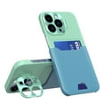 thumbnail image 1 of for iPhone 14 Pro Case with Stand, Card Slot Shockproof Anti-Slip Hybrid Bumper iPhone 14 Pro 2022 Phone Cover with Kickstand & Drop Protection Matte Hard PC Case for 6.1", Mint+Blue, 1 of 8