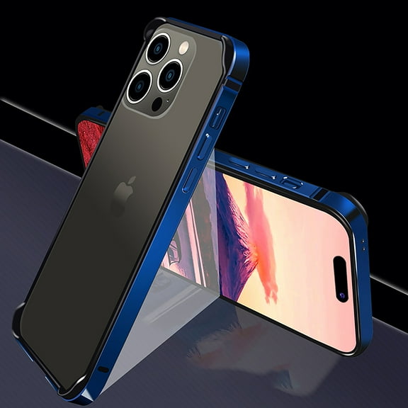 iPhone 14 Pro Case, TECH CIRCLE Aluminum Frame Metal Bumper Frame Slim Hard Case with Soft Inner Bumper Raised Edge Protection No-Back Case for Apple iPhone 14 Pro 6.1 inch 2022,Darkblue