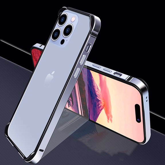 iPhone 14 Pro Case, TECH CIRCLE Aluminum Frame Metal Bumper Frame Slim Hard Case with Soft Inner Bumper Raised Edge Protection No-Back Case for Apple iPhone 14 Pro 6.1 inch 2022,Blue