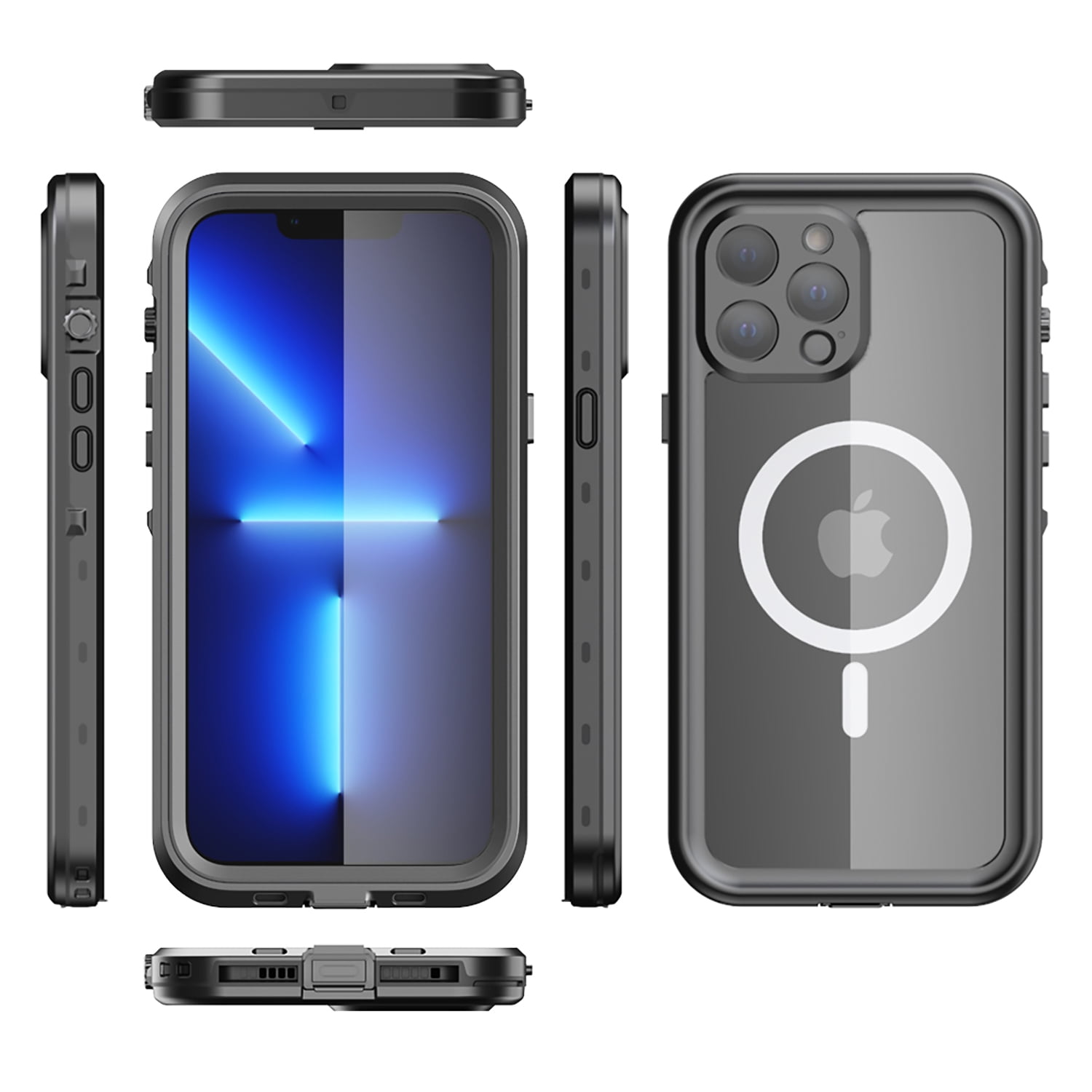 iPhone 14 Pro Case, TECH CIRCLE Heavy Duty Tough Full-Body Rugged Dual-Layer Shockproof Protective Cover with Magsafe Built-in Screen Protector for Apple iPhone 14 Pro 6.1 inch 2022, Black