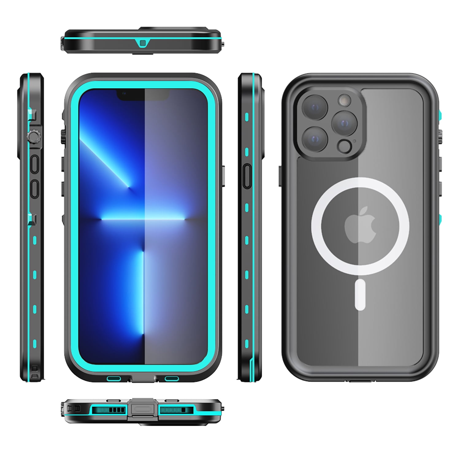 iPhone 14 Pro Case, TECH CIRCLE Heavy Duty Tough Full-Body Rugged Dual-Layer Shockproof Protective Cover with Magsafe Built-in Screen Protector for Apple iPhone 14 Pro 6.1 inch 2022, Grassblue