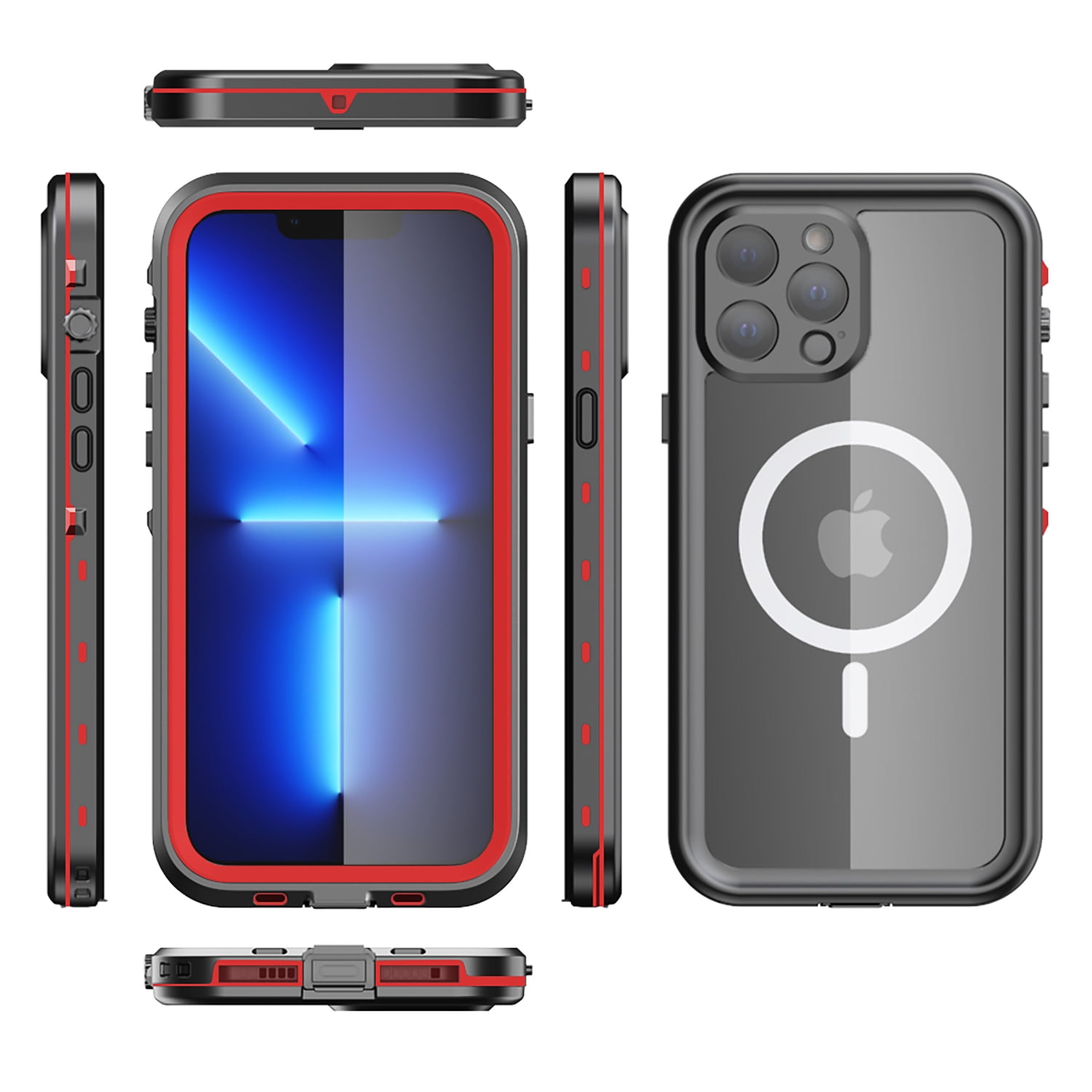 iPhone 14 Pro Case, TECH CIRCLE Heavy Duty Tough Full-Body Rugged Dual-Layer Shockproof Protective Cover with Magsafe Built-in Screen Protector for Apple iPhone 14 Pro 6.1 inch 2022, Red