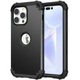 thumbnail image 1 of iPhone 14 Pro Case, TECH CIRCLE Slim Hybrid Heavy Duty Rugged Defender Armor Cover Shockproof Anti-Scratch 3 In 1 Silicone Bumper Hard PC Back Case for Apple iPhone 14 Pro 6.1", Black, 1 of 9