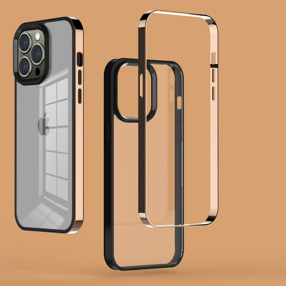 iPhone 14 Pro Case, TECH CIRCLE Slim Thin Shockproof Anti-Fall Clear Case Corners Protection Bumper Phone Case for Apple iPhone 14 Pro 6.1 inch 2022,Gold