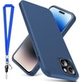 thumbnail image 1 of for iPhone 14 Pro Case, Thin Liquid Silicone Case with Lanyard,Shockproof,Slim Phone Case for iPhone 14 Pro, Full Body Screen Camera Protective Cover-Blue 3-IP14P-02, 1 of 15
