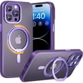 thumbnail image 1 of for iPhone 14 Pro Case, Translucent Matte Magnetic Phone Case Cover with 360° Rotatable Ring Holder Stand [Compatible with MagSafe] for iPhone 14 Pro, Deep Purple, 1 of 7