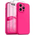 thumbnail image 1 of for iPhone 14 Pro Case, Upgraded Silicone Shockproof [2 Pack Screen Protectors] [Compatible with Magsafe] [Camera Protection], Anti-Scratch Microfiber Lining, 6.1 inch, Hot Pink, 1 of 12