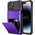 thumbnail image 1 of for iPhone 14 Pro Case Wallet Cover 4-Card Credit Card Holder ID Slot Scratch Resistant Dual Layer Hybrid Protective Hard Shell Rugged TPU Bumper Armor Case for iPhone 14 Pro case 6.1" Purple, 1 of 12