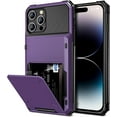thumbnail image 1 of for iPhone 14 Pro Case Wallet Cover 4-Card Credit Card Holder ID Slot Scratch Resistant Dual Layer Hybrid Protective Hard Shell Rugged TPU Bumper Armor Case for iPhone 14 Pro case Grey Purple, 1 of 12