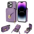 thumbnail image 1 of for iPhone 14 Pro Case Wallet with Shoulder Strap for Women - Crossbody Lanyard,Zipper Pocket,Credit Card Holder,Shockproof - Metal Buckle Closure Premium PU Leather Case for iPhone 14 Pro, Purple, 1 of 8
