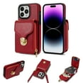 thumbnail image 1 of for iPhone 14 Pro Case Wallet with Shoulder Strap for Women - Crossbody Lanyard,Zipper Pocket,Credit Card Holder,Shockproof - Metal Buckle Closure Premium PU Leather Case for iPhone 14 Pro, Red, 1 of 8