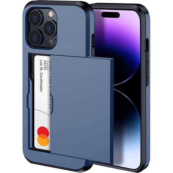 𝟐𝟎𝟐𝟒 𝗡𝗘𝗪 for iPhone 14 Pro Case Wallet, Wireless Charging Compatible iPhone 14 Pro Case with Card Holder, Slim Shockproof iPhone 14 Pro Wallet Case (Blue)