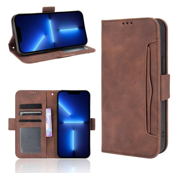 iPhone 14 Pro Case, Wallet case for iPhone 14 Pro 6.1 inch, PU Leather Folio Protective Phone Cover Magnetic Closed Bumper Soft TPU Shockproof Flip Case for Apple iPhone 14 Pro 2022, Brown