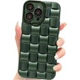 thumbnail image 1 of for iPhone 14 Pro Case for Women Men, Fashion 3D Woven Pattern Bump Feel, with Full Camera Protection Back Cover, Grid Phone Case for iPhone 14 Pro (6.1") - Green, 1 of 11