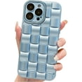 thumbnail image 1 of for iPhone 14 Pro Case for Women Men, Fashion 3D Woven Pattern Bump Feel, with Full Camera Protection Back Cover, Grid Phone Case for iPhone 14 Pro (6.1") - Light Blue, 1 of 11