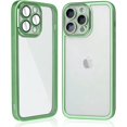 thumbnail image 1 of for iPhone 14 Pro Clear Case with Camera Lens Protector Luxury Plating Phone Case Slim Soft TPU Shockproof Protective Phone Case for iPhone 14 Pro 6.1 inch Women Men, Green, 1 of 13