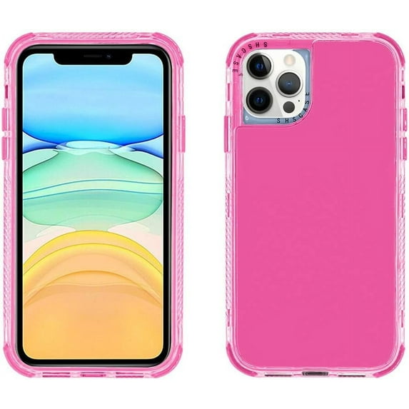 for iPhone 14 Pro Clear Case, Neon Colors Three Durable Layers Rugged Slim Flexible TPU Anti-Drop Reinforced Corners Shockproof Bumper Protective Phone Case for Women Girl Men