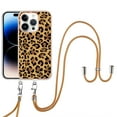 thumbnail image 1 of for iPhone 14 Pro Crossbody Strap Phone Case, Anti-Fall Pattern Clear Design Transparent Soft & Flexible TPU Drop and Shockproof Protective Cover with Adjustable Nylon Neck Strap, Leopard, 1 of 7