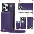 thumbnail image 1 of iPhone 14 Pro Crossbody Wallet Case, Zipper Pocket Phone Case Cross Body Strap with RFID Blocking Carring Bag Credit Card Premium Leather For iPhone 14 Pro - 6.1", Purple, 1 of 1