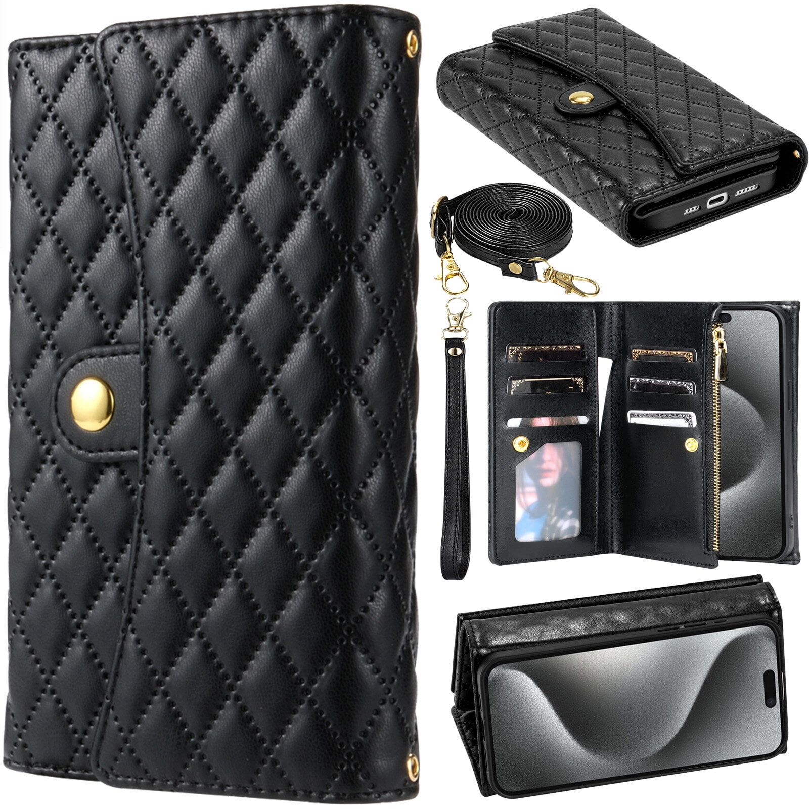 Miagon Classic Lambskin Wallet Case For IPhone 11 Pro - PU Leather Flip Cover With Card Slots & Kickstand