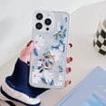 thumbnail image 1 of for iPhone 14 Pro Floral Pattern TPU Case, 360° Rotatable Ring Holder Clear Floral Shockproof Kickstand Slim Anti-scratch Anti-drop Lightweight Transparent Phone Case for Women Girls, Flower #2, 1 of 9