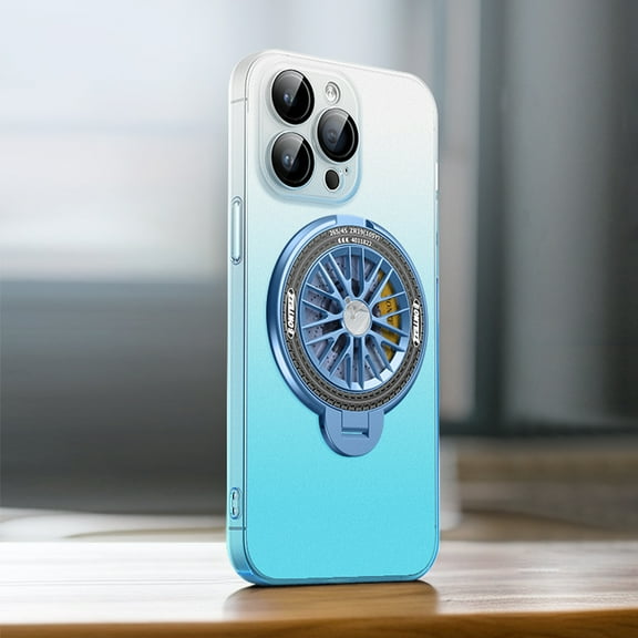 for iPhone 14 Pro Gradient Case with Full Camera Lens Protector, [Rotating Gyroscope] [Hidden Kickstand] Compatible with MagSafe for Women Girls Men Wireless Charging Phone Cover, Blue