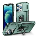 thumbnail image 1 of for iPhone 14 Pro Hard Case, with Camera Cover & Kickstand Holder, Built-in 360°Rotate Ring Stand Anti-scratch Drop Protection Magnetic Phone Case for Apple iPhone 14 Pro - Green, 1 of 7