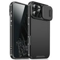 thumbnail image 1 of for iPhone 14 Pro Heavy Duty Case with Camera Sliding Cover, Support Wireless Charging Hybrid TPU & PC Smoothly Anti-Fingerprint Slim Case Compatible with iPhone 14 Pro, Black, 1 of 9