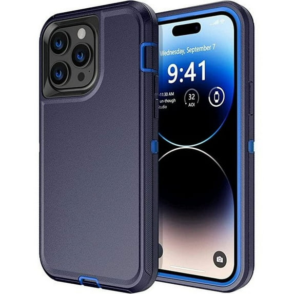 Entronix Heavy Duty Case Compatible with iPhone 14 Pro, Shockproof Hard Cover, Navy Blue
