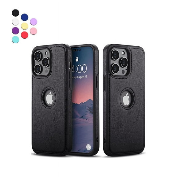 iPhone 14 Pro Leather Case Luxury Leather Business Vintage Slim Non-Slip Soft Grip Shockproof Slim Protective Cover (2022) 6.1 Inch (Black)