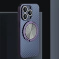 thumbnail image 1 of for iPhone 14 Pro Luxury Case with Camera Lens Protection, Carbon Fiber Back Matte, Built-in Magnetic Ring Stand [Compatible with Magsafe] Shockproof Phone Case for Women Men, Darkpurple, 1 of 11