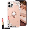 thumbnail image 1 of for iPhone 14 Pro Makeup Mirror Case for Women Girls Luxury Bling Glitter Rhinestone Cover with Shiny Crystal Diamond Ring Stand Holder Finger Grip Cute Girly Cases, 1 of 10
