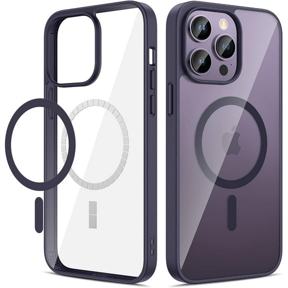 for iPhone 14 Pro Max 5G Case, iPhone 14 Pro Max Magnetic Case with Built in Magnets, Clear Slim Bumper Case with Drop Protection for iPhone 14 Pro Max 6.7" -Dark Purple