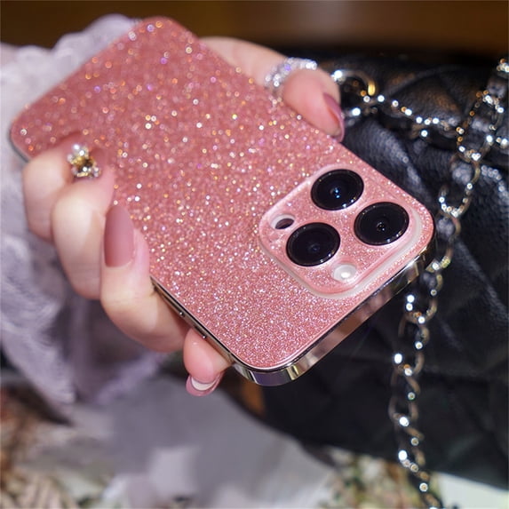 for iPhone 14 Pro Max 6.7" 2022 Case, Glitter Bling Back Plating Bumper for Girls Women Stylish Shockproof Lens Protection Anti-fall Slim Cover for iPhone 14 Pro Max 6.7 inch, Rosegold