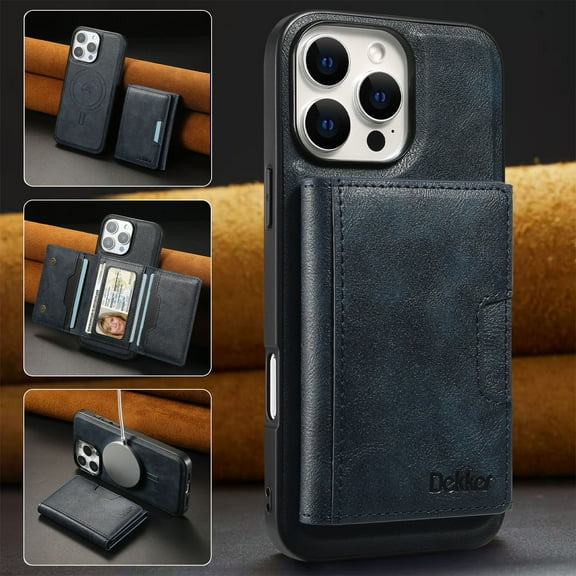 for iPhone 14 Pro Max 6.7" Case with Folio Card Holder Wallet, Strong Magnetic Case Compatible Mag-Safe Detachable PU Leather Phone Cover Women Men for iPhone 14 Pro Max Protective Case, Blue