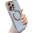 thumbnail image 1 of iPhone 14 Pro Max 6.7" Light Blue Magnetic Case, Cute Love Heart Magsafe, Soft Silicone Bumper, Raised Full Camera Lens Protection, 1 of 12