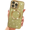 thumbnail image 1 of for iPhone 14 Pro Max 6.7" Magnetic Glitter Case, [Compatible with Magsafe] Cute Luxury Plating Bling Clear Phone Case, Full Camera Lens Protector Anti-Scratch Shockproof Protective Case-Gold, 1 of 14
