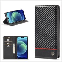 For iPhone 14 Pro Max 6.7 inch Carbon Fiber Flip Wallet Case with Card Slots Kickstand Function Magnetic Closure Shockproof Protective Folio Leather Case For iPhone 14 Pro Max,A