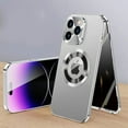 thumbnail image 1 of for iPhone 14 Pro Max Anti Peeping Case, 360 Degree Front and Back Privacy Tempered Glass Cover, Secure Metal Buckle Bumper Full Body Protective Case for iPhone 14 Pro Max, Silver, 1 of 6
