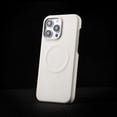 thumbnail image 1 of for iPhone 14 Pro Max Back Case, Premium PU Leather Anti-fall Ultra Slim Shockproof Drop Protective Classic Strong Magsafe Business Phone Case Cover for iPhone 14 Pro Max, White, 1 of 8