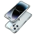 thumbnail image 1 of for iPhone 14 Pro Max Bumper, Aluminum Metal Frame Shockproof & Carbon Fiber Back Patch & Lens Protector Shock Absorbent Raised Edge Protection for iPhone 14 Pro Max 6.7 inch - Silver, 1 of 12