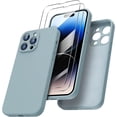 thumbnail image 1 of for iPhone 14 Pro Max Case with 2 Pack Screen Protector, Liquid Silicone Full Cover, Shockproof Protective Gel Rubber Phone Case, 6.7 inches, Mint Green, 1 of 12