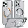 thumbnail image 1 of for iPhone 14 Pro Max Case with 360° Rotatable  Ring Stand [Compatible with Mag-Safe][-Grade Protection] Translucent Back iPhone 14 Pro Max Phone Case 6.7" for Women Men,Grey, 1 of 7