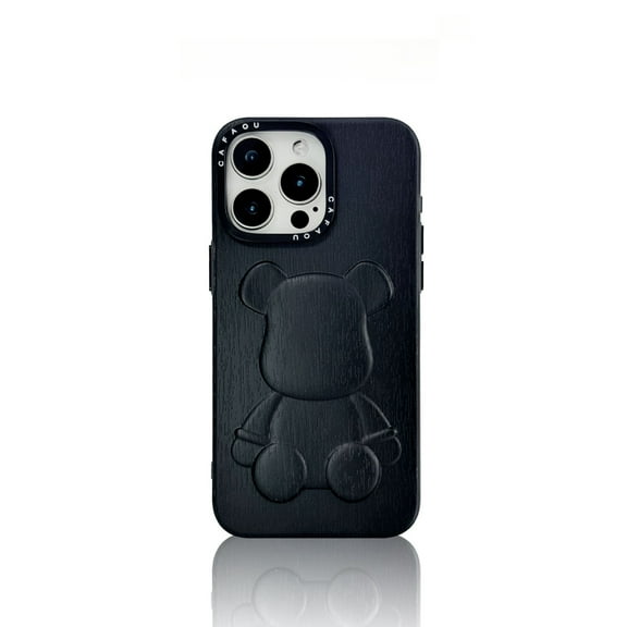 For iPhone 14 Pro Max Case, 3D Cute Bear Design Phone Case, Stylish and Protective Cover Compatible with Precise Cutouts, Shock-Absorbing and Anti-Slip Silicone Shell,  White/Black/Brown