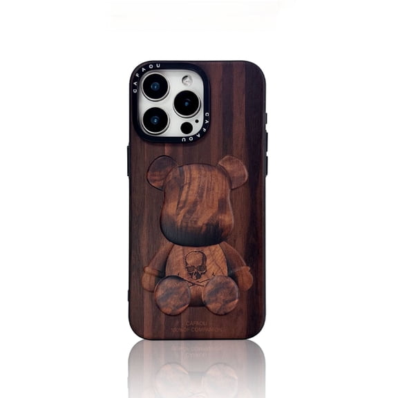 For iPhone 14 Pro Max Case, 3D Cute Bear Design Phone Case, Stylish and Protective Cover Compatible with Precise Cutouts, Shock-Absorbing and Anti-Slip Silicone Shell, White/Black/Brown