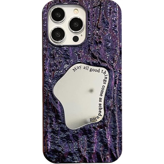 for iPhone 14 Pro Max Case 3D Stylish Plating Glitter Tin Foil Pleated Soft Silicone Case,Luxury Bling Makeup Mirror Stone Phone Case for iPhone 14 Pro Max for Girls Women Silver